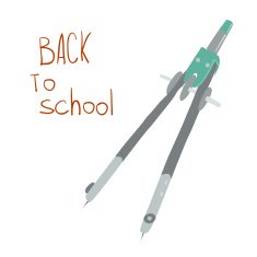 Funny flat cartoon vector school compass icon