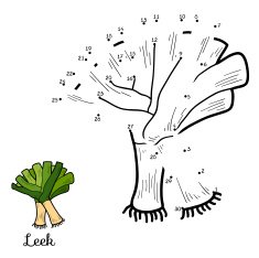 Numbers vector game fruits and vegetables (leek) N2