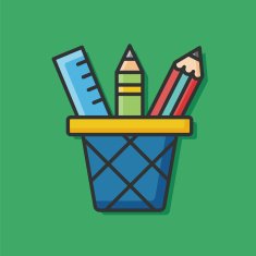 pencil and ruler color line icon
