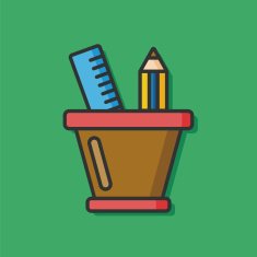 pencil and ruler color line icon N2