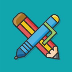 pencil and ruler color line icon N3