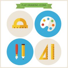Flat Drawing Website Icons Set