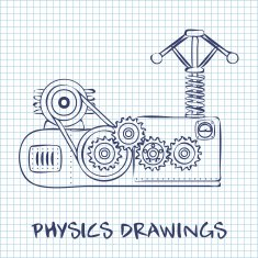 physical formula vector illustration Mechanical of engine on paper sheet