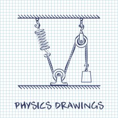 Movable Pulleys with spring physics drawing on paper sheet