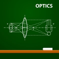 Infographic Physics Geometrical optics on chalkboard background Vector illustration N5