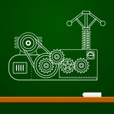 physical formula vector illustration Mechanical blueprint of engine on board