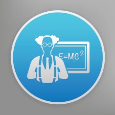 Scientist icon on blue background clean vector