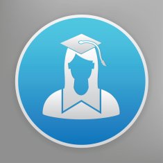 Student icon on blue background clean vector N3