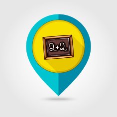 School Blackboard flat mapping pin icon