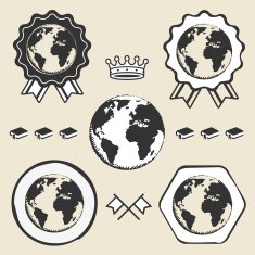 Vintage earth icon symbol emblem label collection