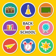 Back to school round icon set Flat design