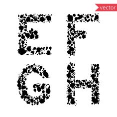 decorative letters E F G H made from blots