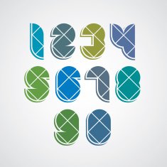 Digital style simple geometric numbers made with rhombuses