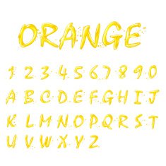 liquid orange alphabets and numbers collection