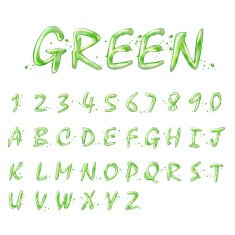 liquid green alphabets and numbers collection