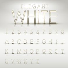 elegant white alphabets and numbers collection