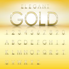 elegant gold alphabets and numbers collection
