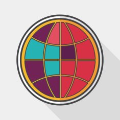 globe icon flat icon with long shadow N7