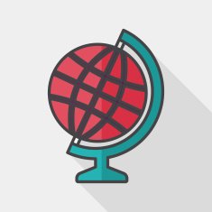 globe flat icon with long shadow eps10 N8