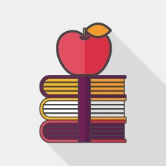 Books tower with apple flat icon long shadow eps10 N4