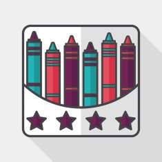crayons flat icon with long shadow eps10 N63