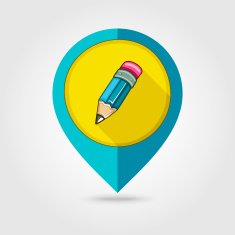 Pencil flat mapping pin icon