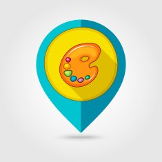 Art palette flat mapping pin icon