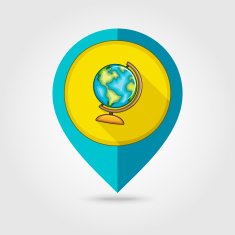 Globe flat mapping pin icon