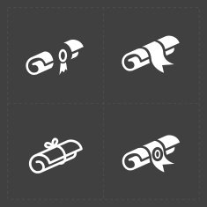Scrolls icons with ribbon on Dark Background N3