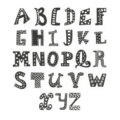 Cute vector alphabet isolated on white background Hand drawn le N2