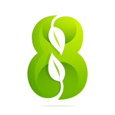 Number eight with leaves and negative space