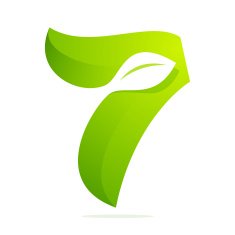 Number seven with leaves and negative space