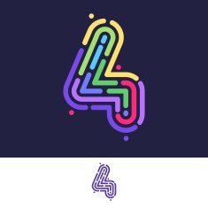 Number four colorful line fingerprint icon