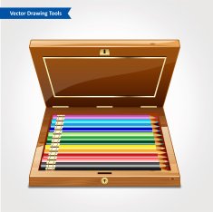 Box of wooden pencils on white background N2