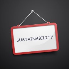 sustainability hanging sign
