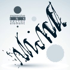Vector black acrylic abstract spot brush painted design element