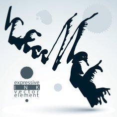 Monochrome watercolor graffiti splash element inaccurate paint