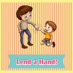Lend a hand idiom concept