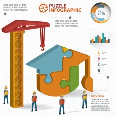 Hat of education puzzle three dimension graphic vector