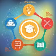 Education info graphic design on blur background vector