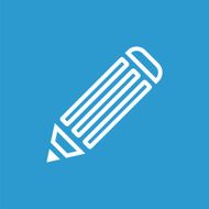 pencil outline icon isolated white on the blue background
