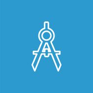 compasses outline icon isolated white on the blue background