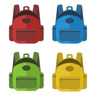 Set of open school bags in different colour