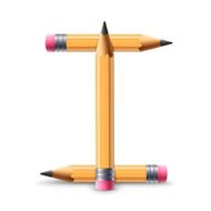 3d yellow pencil alphabet I