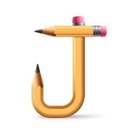 3d yellow pencil alphabet J