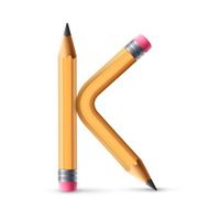 3d yellow pencil alphabet K