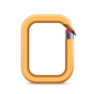 3d yellow pencil alphabet O