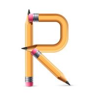 3d yellow pencil alphabet R