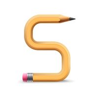 3d yellow pencil alphabet S