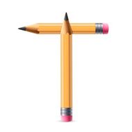 3d yellow pencil alphabet T